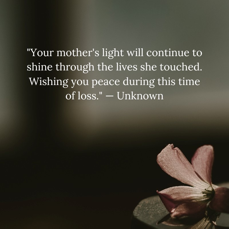 A sympathy messages for loss of mother offer comfort and understanding to those mourning the loss of their mother.